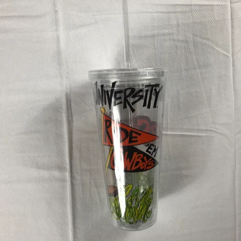 Oklahoma State Cowboys Mug Insulated Travel Tumbler Lidded Straw OSU Drink Cup Cover