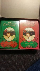 Vintage Enjoy Coca Cola Victorian Lady Tin W/Two Decks Of Playing Cards - Picture 1 of 1