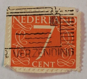 VINTAGE ~ Netherlands 1953 7¢ Orange Stamp ~ Posted/Used ~ 002 - Picture 1 of 6