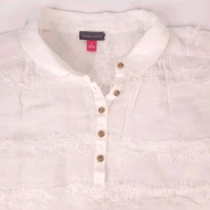 Vince Camuto Womens Shirt White Stripe Linen Blend Size Small New Lagenlook - Picture 1 of 12