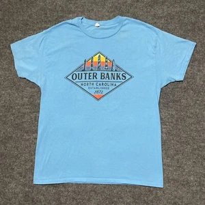 Outer Banks North Carolina T Shirt Men’s Large Blue Graphic Print Lighthouses - Picture 1 of 10