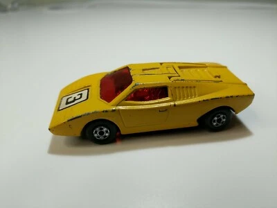 Lamborghini Countach 1973 Lesney Matchbox No.27 amarillo #3, ventanas rojas Foto 1 de 4
