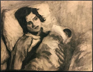 SOCIAL REALISM Judaica ~ THE UNWED MOTHER ~ c1920 French Jewish WOMAN ARTIST - Picture 1 of 5