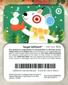 TARGET Bullseye Holding Mini Snowman ( 2006 ) Gift Card ( $0 ) V2 - RARE - Picture 1 of 1