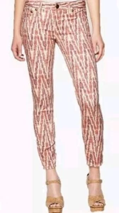 Free People Damen Ikat Skinny Hose Gr. 26 Mehrfarbig Stretch Knopf Reißverschluss - Bild 1 von 16