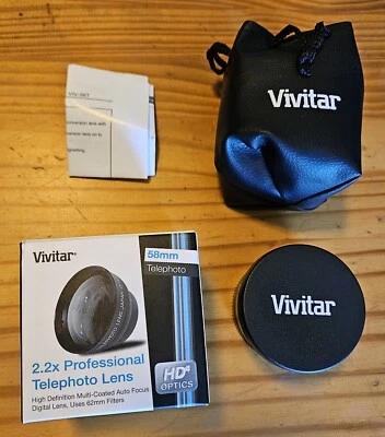 Vivitar 58mm 2.2X Professional Telephoto Lens With Box Bag And Manual VJ07 - Image 1 of 3