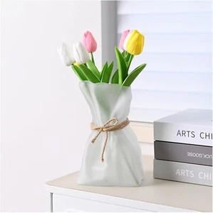 Glass Vase Irregular Shaped Flower Container Art Home Decoration Gift White - Picture 1 of 6