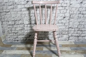 Shabby Holzstuhl Sprossenstuhl Stuhl rosa 60er Jahre Vintage Shabby Chic Möbel - Bild 1 von 7