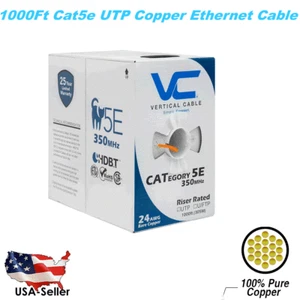 Cat5E Vertical Cable Orange 1000ft Solid CMR Bare Copper Bulk Ethernet Cable - Picture 1 of 4