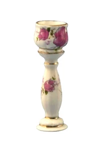 DOLLS HOUSE 1/12th JARDINIERE PINK FLORAL PORCELAIN - Picture 1 of 1