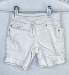 Justice Size 6S White Knit Waist Shorts Super Low Cuffed Embroidered Tie Waist - Picture 1 of 8