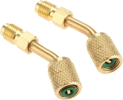 AUPOKO R410A Adapter 5/16" SAE Female Quick Couplers to 1/4" SAE Male Flare, 2 PC 45 De