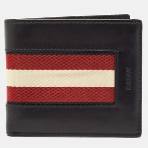 Bally Black Leather Web Detail Bifold Wallet - Picture 1 of 10