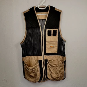 Fieldline Trap Gun Shooting Vest Mens L Khaki Black Mesh Pockets Skeet Hunting - Picture 1 of 6