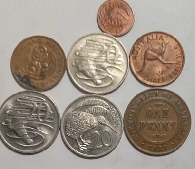 Australia And New Zealand 1921- 1970s   7x Old Coins Lot XLNT Condition  C25-539 - Image 1 of 4