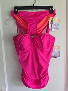 NUEVO CON ETIQUETAS COCO RAVE DOS PIEZAS ROSA Demi Tankini M/L 34/36 DD - Imagen 1 de 10