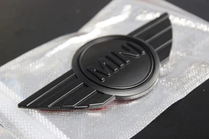 Matte black Mini Cooper Emblem Bonnet Badge Sticker JCW R53 R55 R56 R57 R58 R59 - Picture 1 of 5