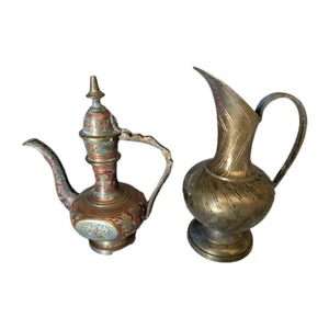 Vintage Fancy Brass teapot And Pitcher - Made In india - Picture 1 of 4