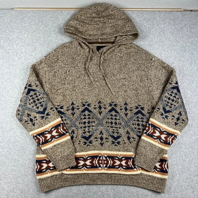 Sudadera con Capucha Lucky Brand Aztec Southwest Sudadera XL Para Hombres Beige Tejida Foto 1 de 4
