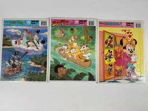 Vtg Lot Of 3 Disney Minnie Mouse Peter Pan Duck Tales Golden Frame Tray Puzzles - Picture 1 of 18