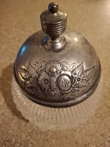 Antike viktorianische Puderdose Kristallschliff/Sterling, gepunzt "S2509" Monogramm R - Bild 1 von 8