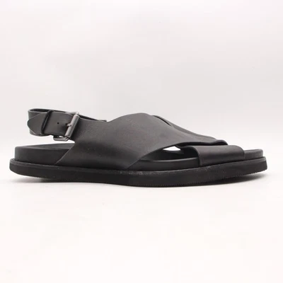 Sandalias Polo Ralph Lauren Zane para hombre talla 10 de cuero negro con hebilla sin cordones Foto 1 de 4