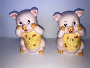 Lot Of 2 Vintage Ceramic Piggy Bank Piglet Piggy Coin Bank “LOOK “ - Picture 1 of 6