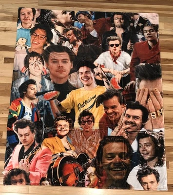 Early Harry Styles Fan One Direction Velour Photo Collage 48x60 Throw Blanket - Image 1 of 4