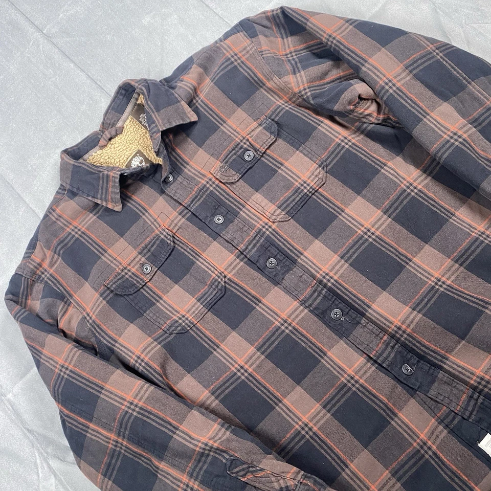 Timberland Flannel Mens XL Sherpa Lined Heavyweight Outdoor Worn Workwear  - Image 1 of 4