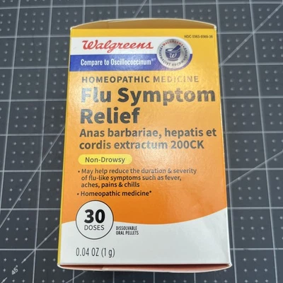 Walgreens Flu Symptom Relief HOMEOPATHIC MEDICINE-30 doses Family Sized 10/2029 - Image 1 of 4