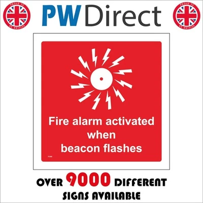 SIGN FIRE ALARM ACTIVATED WHEN BEACON FLASHES FI386 EVACUATION EMERGENCY - Image 1 of 2