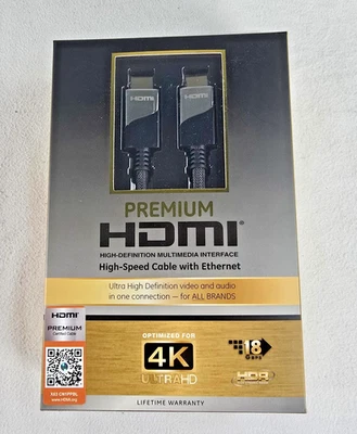 GE Premium HDMI Cable 10ft High Speed 4K Ultra HD HDR Ethernet 18Gbps - Image 1 of 3