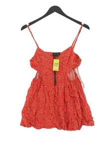 Topshop Women's T-Shirt UK 8 Red 100% Viscose Sleeveless V-Neck Camisole - Picture 1 of 5