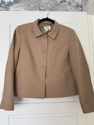 Talbots Tan Pure New Wool Woolmark Button Down Collard Blazer Lady Jacket Sz 14P - Image 1 of 4