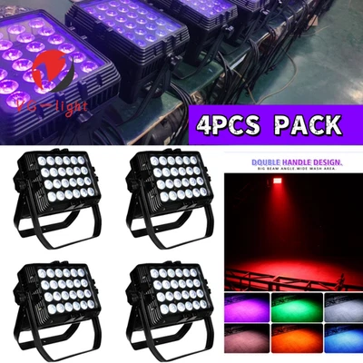 4PCS Waterproof Par RGBWA UV 6IN1 250w Led City Color Wall Washer Flood Light - Image 1 of 4