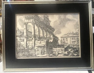 ANTIQUE “Giovanni Battista Piranesi REMAINS OF THE TEMPLE CONCORD ENGRAVING - Picture 1 of 14