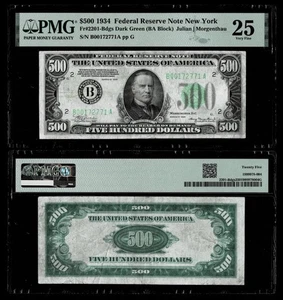 FR.#2201-B DGS 1934 $500 FEDERAL RESERVE NOTE ,NEW YORK~PMG VERY FINE 25 - Picture 1 of 1