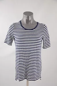 Aerie Real Soft Striped Tee Navy White Women's Size Medium New with Tags - Picture 1 of 4