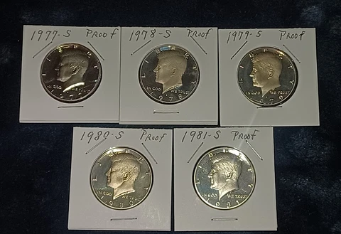 Lot Of 5 Proof Kennedy Halves Cover