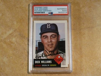 DICK WILLIAMS SIGNED AUTOGRAPHED 1991 TOPPS 1953 ARCHIVES CARD #125 DODGERS PSA - Image 1 of 2