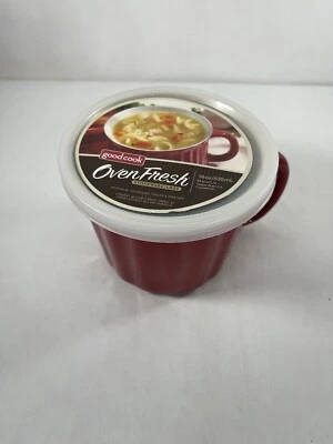 Good Cook Oven Fresh Red 16oz Stoneware Mug w/Lid NEW - Image 1 of 4