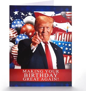 Funny Trump Birthday Card, Humor Donald Trump Happy Birthday Cards for Women Men - Picture 1 of 6