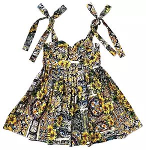 DOLCE & GABBANA Sicily Majolica Floral Print Mini Dress 46 L Multicolor Italy - Picture 1 of 24