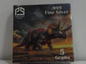 5 Gram .999 Silver Triceratops 1328 of 3000 Pan Silver Company - Picture 1 of 2