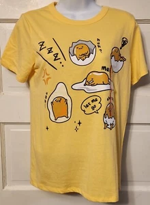 Women's XS Gudetama The Lazy Egg Short Sleeve Anime Graphic T-Shirt Yellow - Picture 1 of 6