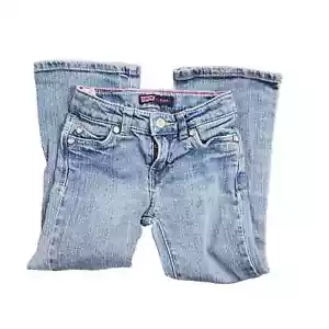Levis Girls Flare Jeans Sparkle Buttons Adjustable Waist Size 5 - Picture 1 of 11