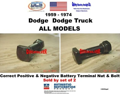 1959 1974 Dodge A B C E Bodies All Battery Terminal Nut & Bolt 1622535 6 MoPar - Image 1 of 2