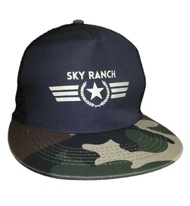 Sky Ranch Trucker Mesh Snapback Cap Black Flat Camouflage Bill Star Hit Wear - Picture 1 of 12