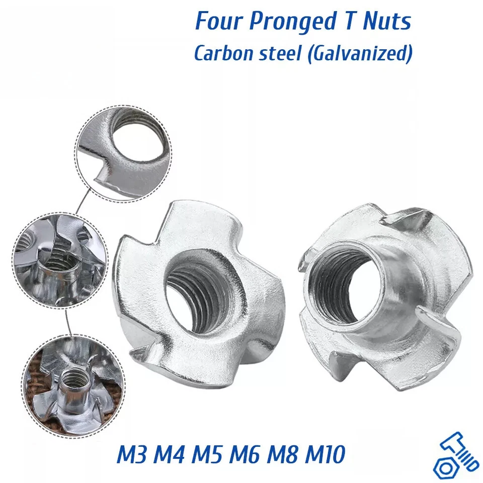 Einschlagmuttern M3 - M10 Gewinde Muttern Stahl verzinkt Holz Gewindemuttern - Bild 1 von 4