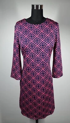 Nuevo con etiquetas Vestido JB by Julie Marrón Talla S Rosa Azul Marino Estampado Geométrico Manga Larga Foto 1 de 4